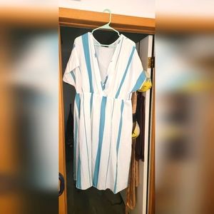 SHEIN white striped midi dress 2xl